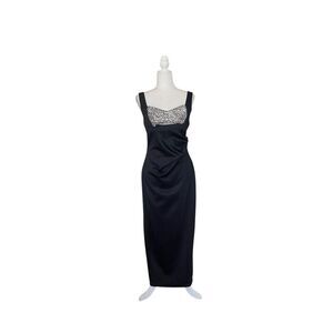 NWT ASOS design black diamond bedazzled chest  peekaboo cut maxi formal dress
